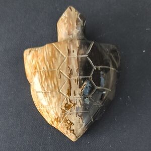Fossil Palmroot Carved Turtle Figurine